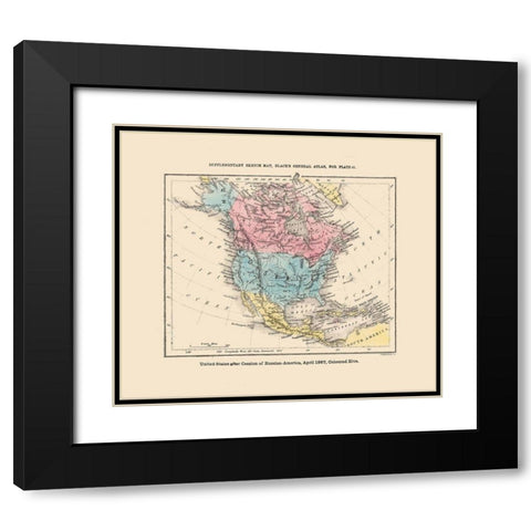 North America United States Mexico Canada Black Modern Wood Framed Art Print with Double Matting by Black