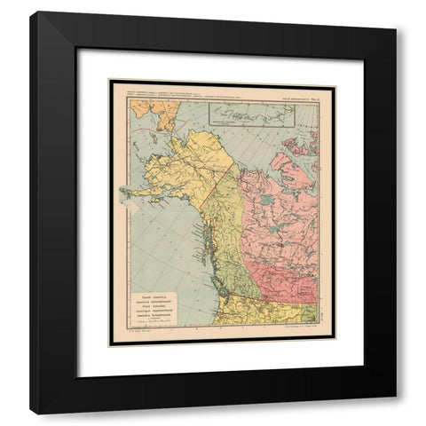 North America Canada United States - Streit 1913 Black Modern Wood Framed Art Print with Double Matting by Streit