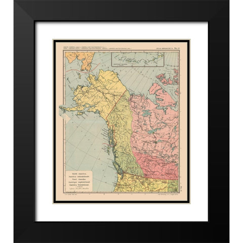 North America Canada United States - Streit 1913 Black Modern Wood Framed Art Print with Double Matting by Streit