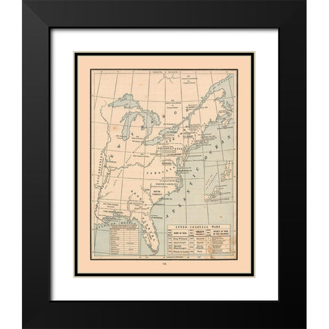 South Eastern North America Wars - Cram 1888 Black Modern Wood Framed Art Print with Double Matting by Cram