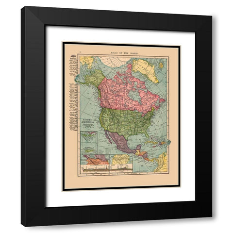 North America United States Mexico Canada Black Modern Wood Framed Art Print with Double Matting by Hammond