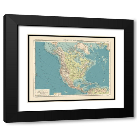Physical of North America - Schrader 1908 Black Modern Wood Framed Art Print with Double Matting by Schrader