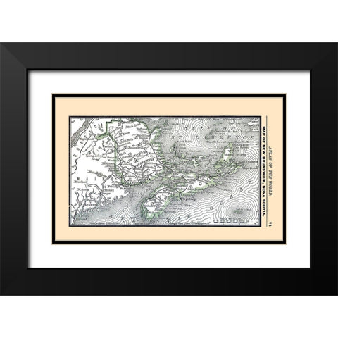 New Brunswick Canada - Alden 1886 Black Modern Wood Framed Art Print with Double Matting by Alden