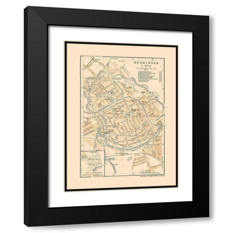 Europe Groningen Netherlands - Baedeker 1910 Black Modern Wood Framed Art Print with Double Matting by Baedeker