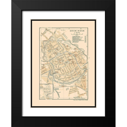 Europe Groningen Netherlands - Baedeker 1910 Black Modern Wood Framed Art Print with Double Matting by Baedeker