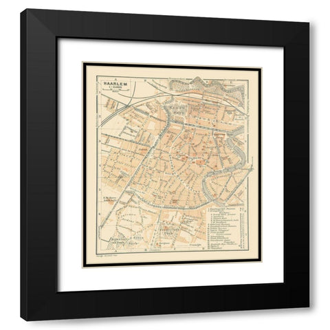 Europe Haarlem Netherlands - Baedeker 1910 Black Modern Wood Framed Art Print with Double Matting by Baedeker