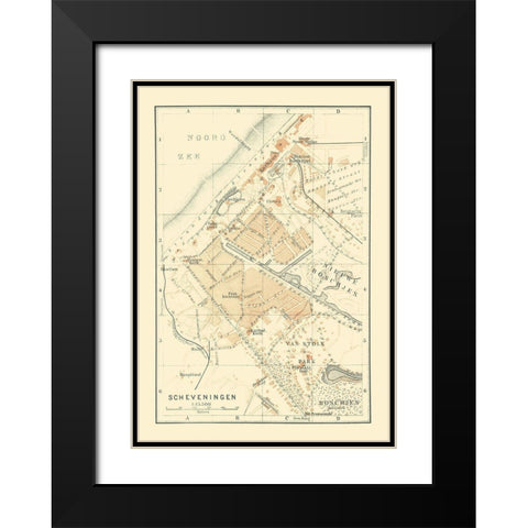 Europe Scheveningen Netherlands - Baedeker 1910 Black Modern Wood Framed Art Print with Double Matting by Baedeker