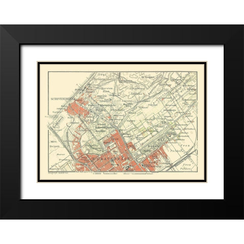 Europe The Hague Scheveningen Netherlands Black Modern Wood Framed Art Print with Double Matting by Baedeker