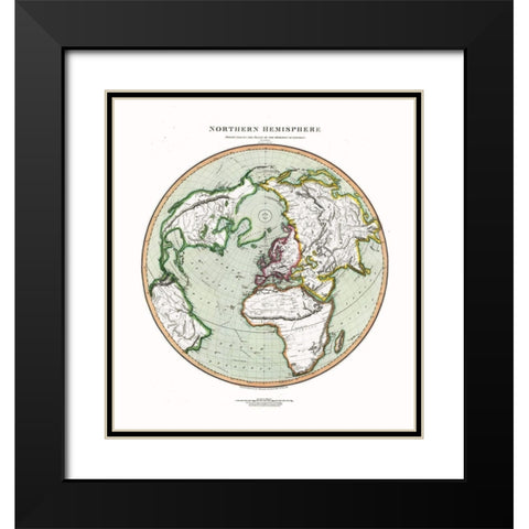 Northern Hemisphere - Thompson 1816 Black Modern Wood Framed Art Print with Double Matting by Thompson