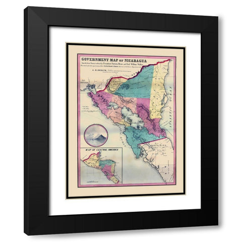 Central America Nicaragua - Jocelyn 1856 Black Modern Wood Framed Art Print with Double Matting by Jocelyn