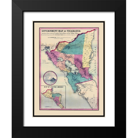 Central America Nicaragua - Jocelyn 1856 Black Modern Wood Framed Art Print with Double Matting by Jocelyn