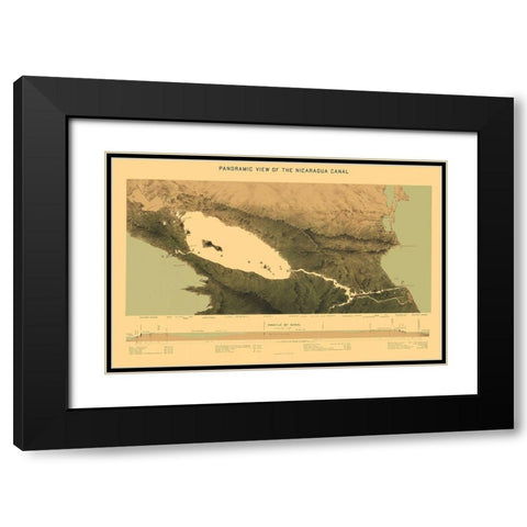 Central America Nicaragua Canal Panoramic Black Modern Wood Framed Art Print with Double Matting by Bien
