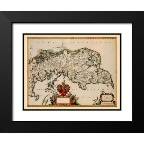 Scandinavia Norway Denmark - Blaeu 1662 Black Modern Wood Framed Art Print with Double Matting by Blaeu