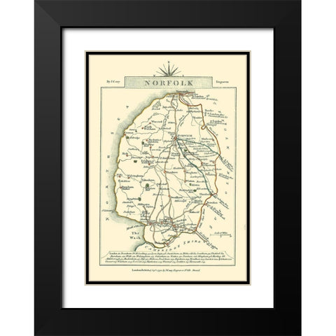 Norfolk County England - Cary 1792 Black Modern Wood Framed Art Print with Double Matting by Cary