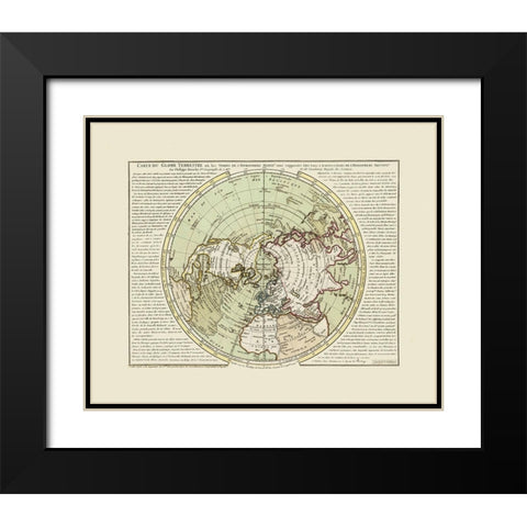 North Pole - Buache 1746 Black Modern Wood Framed Art Print with Double Matting by Buache