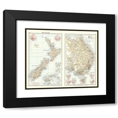 Oceania Imports Exports New Zealand Australia Black Modern Wood Framed Art Print with Double Matting by Newnes