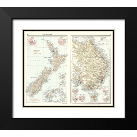 Oceania Imports Exports New Zealand Australia Black Modern Wood Framed Art Print with Double Matting by Newnes