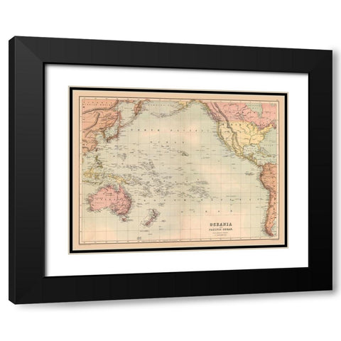 Oceania Pacific Ocean - Black 1867 Black Modern Wood Framed Art Print with Double Matting by Black