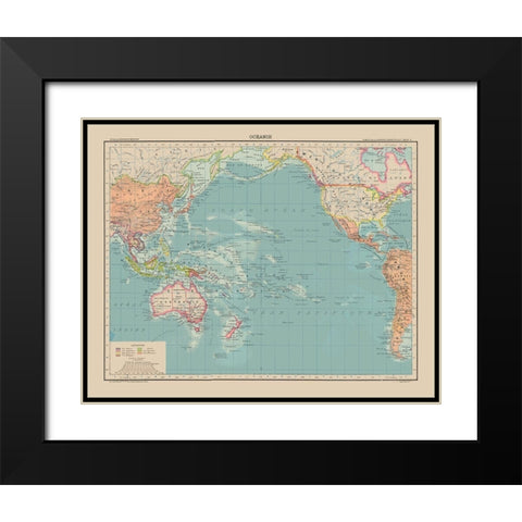 Oceania - Schrader 1908 Black Modern Wood Framed Art Print with Double Matting by Schrader