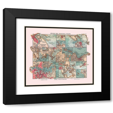 Major Ports Oceans - Perthes 1914 Black Modern Wood Framed Art Print with Double Matting by Perthes