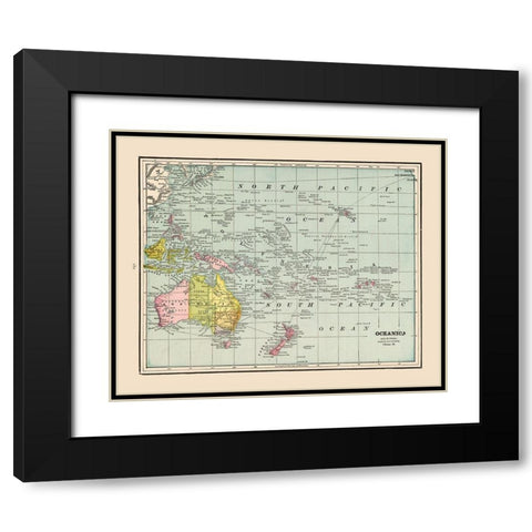 Oceania - Cram 1892 Black Modern Wood Framed Art Print with Double Matting by Cram