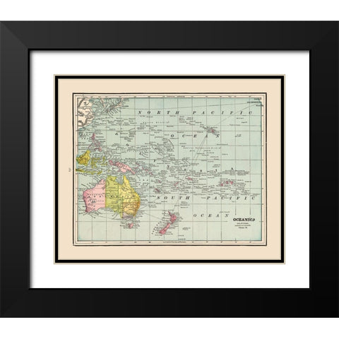 Oceania - Cram 1892 Black Modern Wood Framed Art Print with Double Matting by Cram
