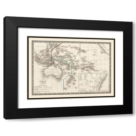 Oceania - Monin 1839 Black Modern Wood Framed Art Print with Double Matting by Monin