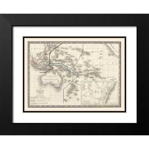 Oceania - Monin 1839 Black Modern Wood Framed Art Print with Double Matting by Monin