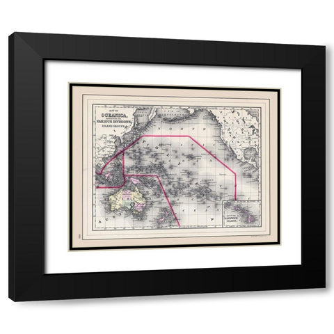Oceania Islands - Bradley 1887  Black Modern Wood Framed Art Print with Double Matting by Bradley