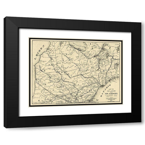 Ontario Canada Railroad - Copp 1872 Black Modern Wood Framed Art Print with Double Matting by Copp