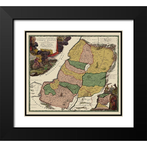 Terra Sancta Province of Judea Israel - Homann Black Modern Wood Framed Art Print with Double Matting by Homann