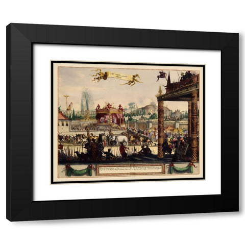 Mogul Procession Lahore Pakistan Asia - 1650 Black Modern Wood Framed Art Print with Double Matting by Unknown