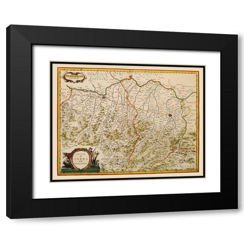 Parma Piacenza Region Italy - Blaeu 1640 Black Modern Wood Framed Art Print with Double Matting by Blaeu