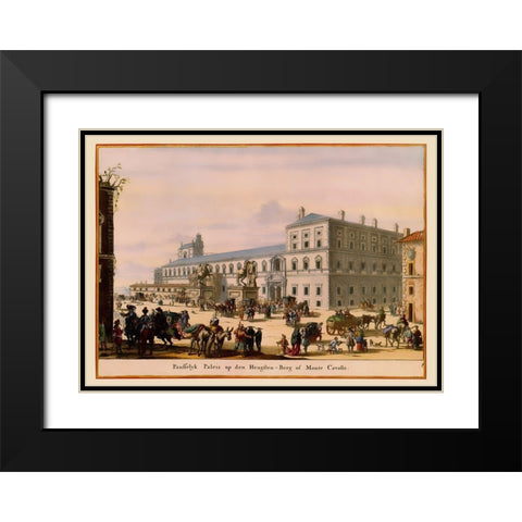 Palace Rome Italy Picture - Visscher 1681 Black Modern Wood Framed Art Print with Double Matting by Visscher