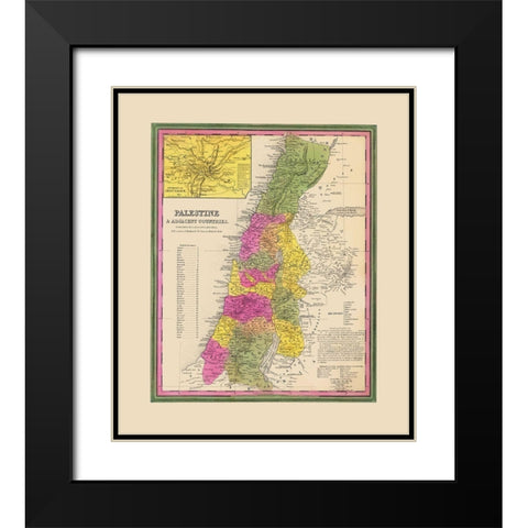 Palestine Israel - Mitchell 1846 Black Modern Wood Framed Art Print with Double Matting by Mitchell