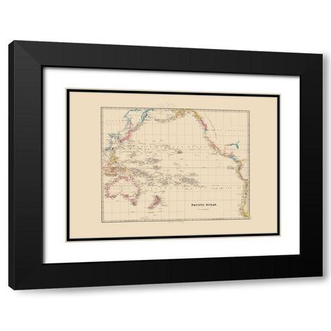 Pacific Ocean - Arrowsmith 1844 Black Modern Wood Framed Art Print with Double Matting by Arrowsmith