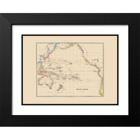 Pacific Ocean - Arrowsmith 1844 Black Modern Wood Framed Art Print with Double Matting by Arrowsmith