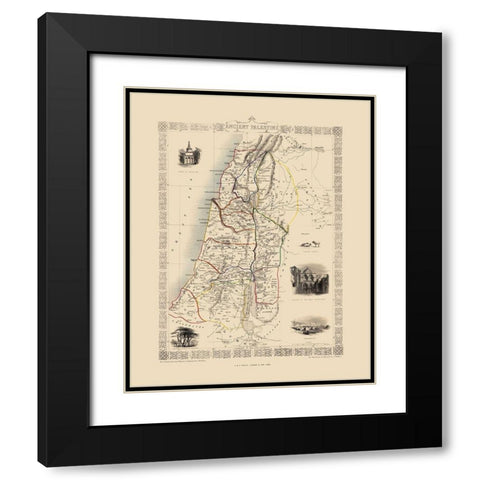 Ancient Palestine Israel - Tallis 1851 Black Modern Wood Framed Art Print with Double Matting by Tallis