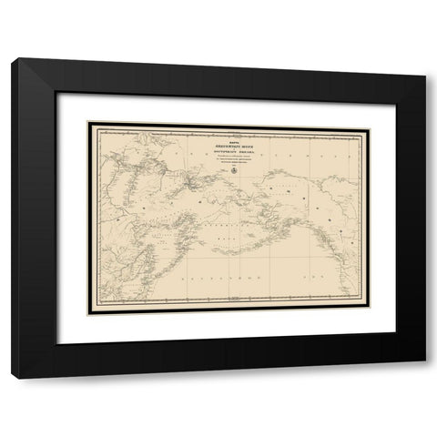 Pacific Ocean Asia N America Northern Hemisphere Black Modern Wood Framed Art Print with Double Matting by Unknown