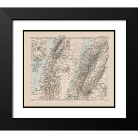 Middle East Palestine Israel Lebanon - Stieler Black Modern Wood Framed Art Print with Double Matting by Stieler