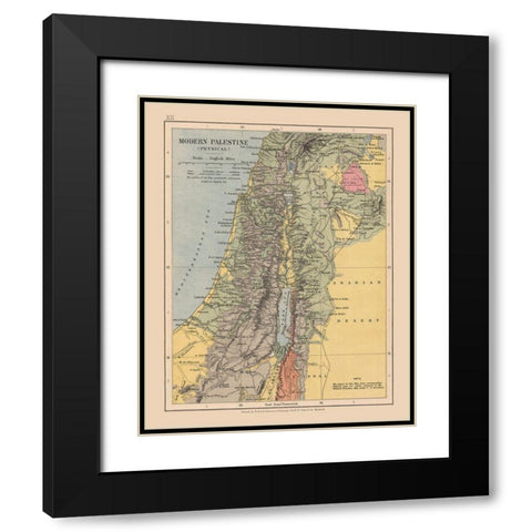 Middle East Physical Palestine Israel - Case 1878 Black Modern Wood Framed Art Print with Double Matting by Case