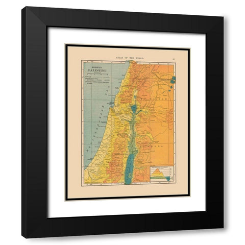 Middle East Elevation Palestine Israel Black Modern Wood Framed Art Print with Double Matting by Hammond