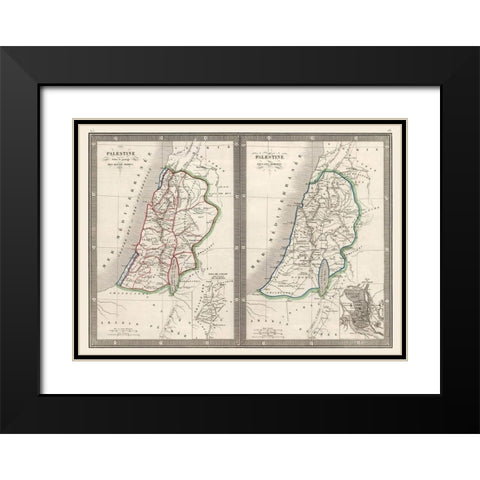 Middle East Palestine Israel - Monin 1839 Black Modern Wood Framed Art Print with Double Matting by Monin