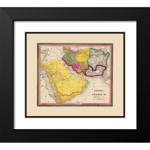 Middle East Persia Arabia Yemen - Mitchell 1846 Black Modern Wood Framed Art Print with Double Matting by Mitchell