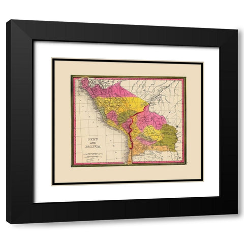 South America Peru Bolivia - Mitchell 1846 Black Modern Wood Framed Art Print with Double Matting by Mitchell