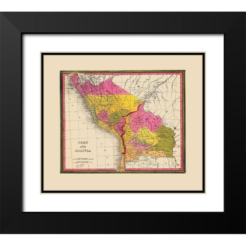 South America Peru Bolivia - Mitchell 1846 Black Modern Wood Framed Art Print with Double Matting by Mitchell