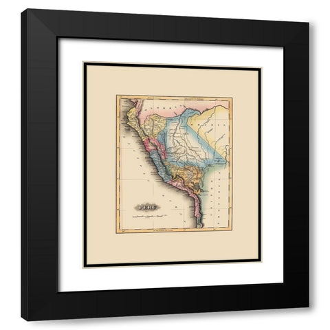 South America Peru - Lucas 1823 Black Modern Wood Framed Art Print with Double Matting by Lucas