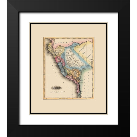 South America Peru - Lucas 1823 Black Modern Wood Framed Art Print with Double Matting by Lucas