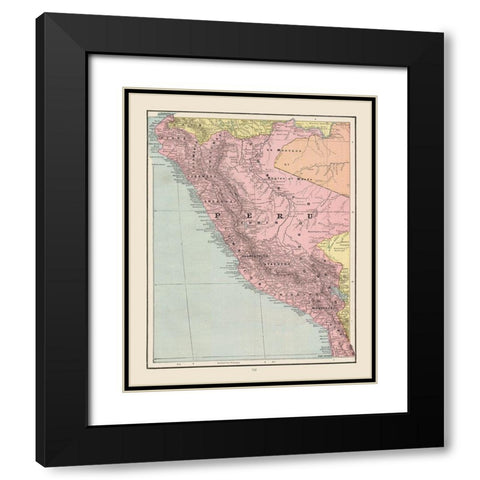 South America Peru - Cram 1892 Black Modern Wood Framed Art Print with Double Matting by Cram