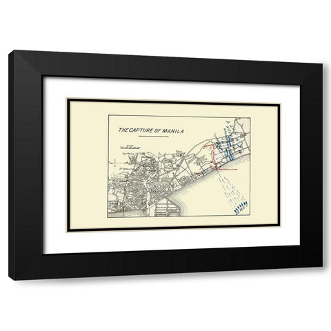 Capture of Manila Philippines 1898 Black Modern Wood Framed Art Print with Double Matting by Dewey